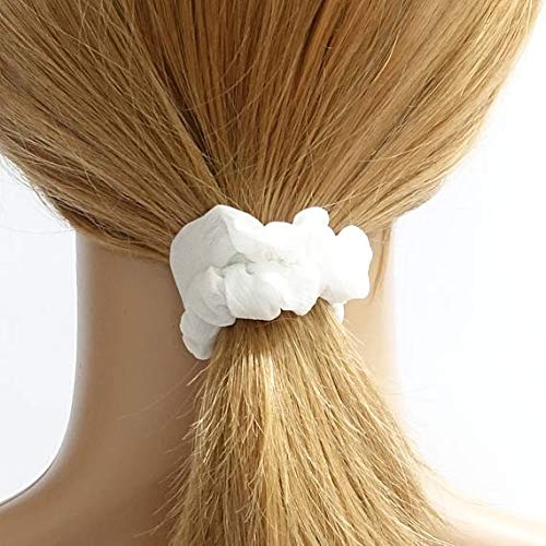 Pack of 12 Cotton Hair Scrunchies Single Jersey Solid Color Ponytail Holders Hair Ties for Girl (Light Blue)