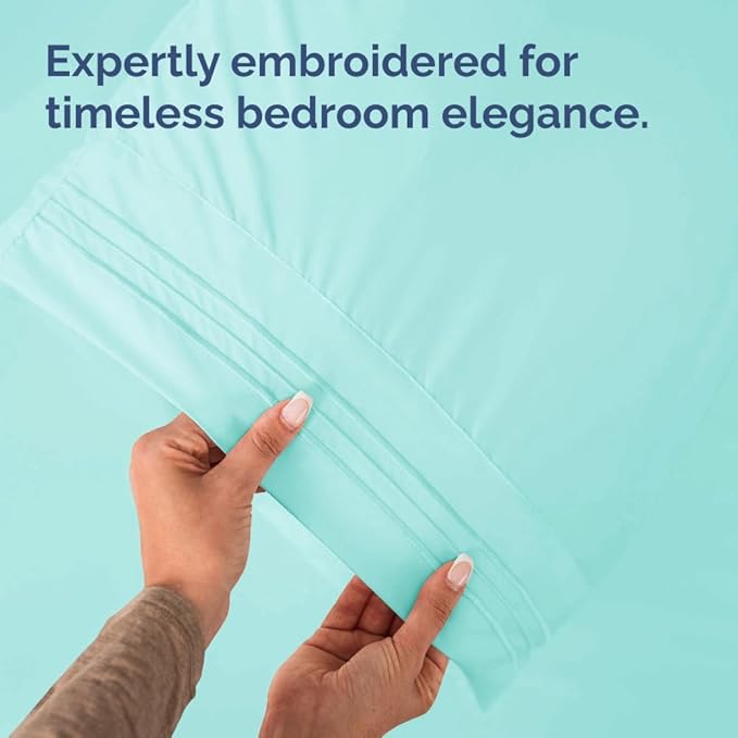 Queen Pillow Cases Set of 10 - Ultra Soft Hotel Quality Pillowcase Covers - Comfy, Cozy & Wrinkle Free - Shrink, Stain and Fade Resistant - Machine Washable Pillow Protectors - 10 Pcs Set - Spa Blue