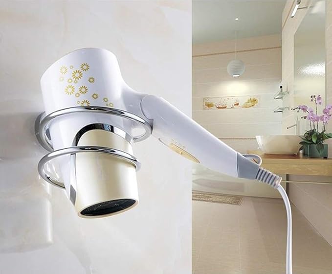 Hair Dryer Holder Hair Dryer Rack Stainless Steel Hair Care Tools Holder Wall Mount Chrome Finished for Bathroom, Bedroom, Barbershop