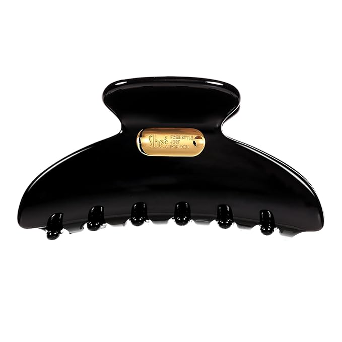 Acetate Hair Clip for Women, SHE'S FREE STYLE JUST FOR YOU [2024 New] Premium Tortoise Shell Hair Claw Clips, Butterfly Hair Accessory (Black-3.4")