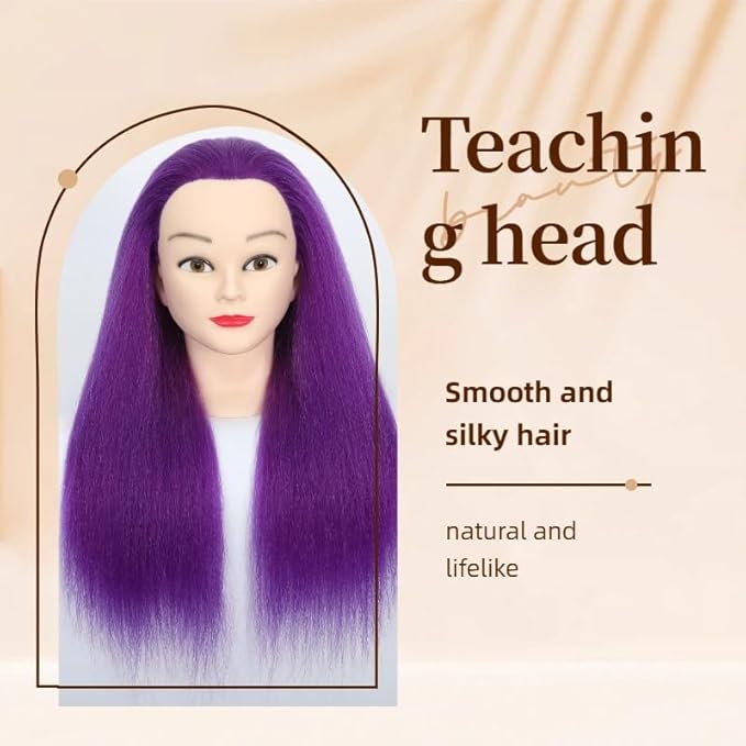 100% Real Hair Mannequin Head Training Head Manikin Cosmetology Doll Head for Hairdresser Practice Braiding Hair Styling with Clamp stand (18-inch)
