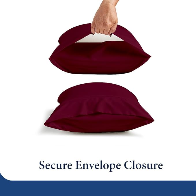 SKY BEDDINGS Queen Pillowcase Set of 2 - Soft Brushed Microfiber Pillow Cases with Envelope Clouser - Wrinkle-Free, Fade-Resistant Pillow Covers - 20 x 30 Inches, Burgundy