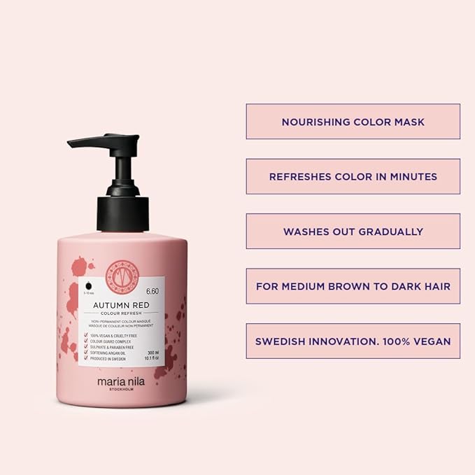 Maria Nila Color Refresh Autumn Red, 10.1 Fl Oz / 300 ml, Red Color Bomb, Semi-Permanent Pigments, 100% Vegan & Sulfate/Paraben free