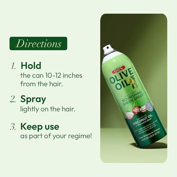 ORS Olive Oil Nourishing Sheen Spray infused with Coconut Oil 10 ounces (Pack of 3)
