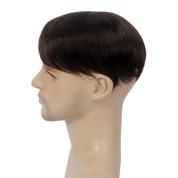 H&Bwig Men Short Toppers Hairpiece Brown Clips in Hair Extensions for Covering White Loss Hair Toupee