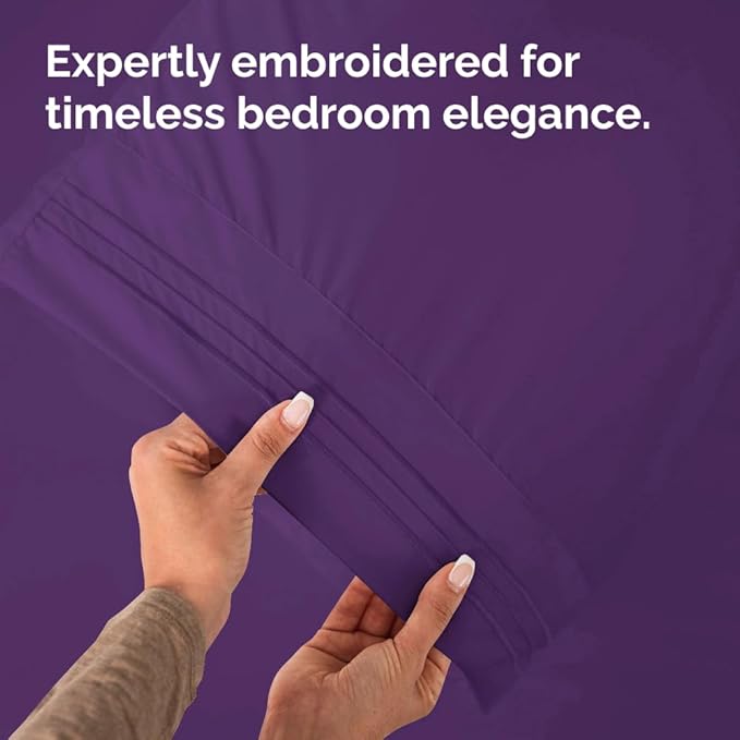 Body Pillowcases Set of 2-20x54 Long Body Pillow Case - Soft Body Pillow Cover for Sleeping & Side Sleepers - Comfy, Breathable, Wrinkle & Fade Free - Machine Washable w/Envelope Enclosure (Purple)