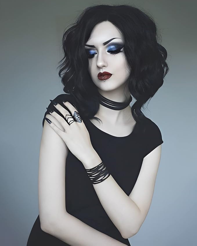 IMSTYLE Short Lace Front Wig Black Synthetic Wig Short Bob Wigs for Women Natural Wavy for Cosplay and Drag Queen