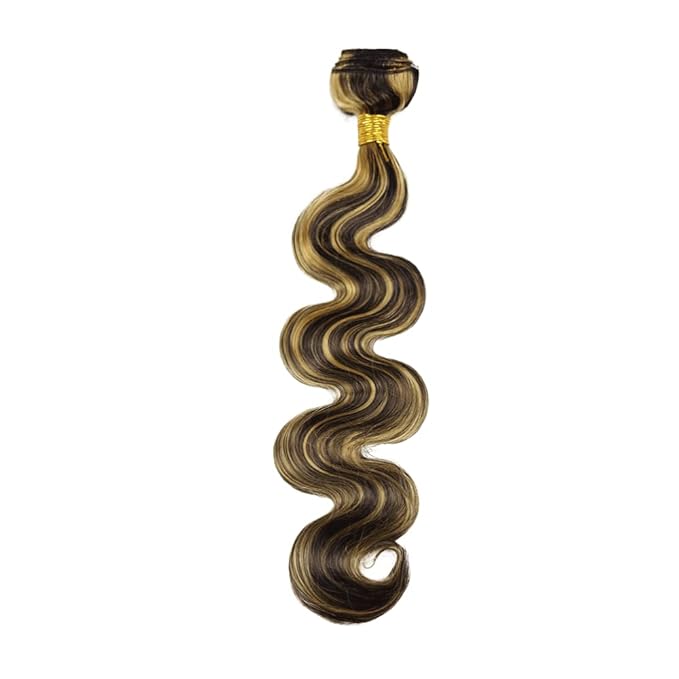 Highlight Bundles Human Hair Blonde Body Wave Bundles 28 Inch Niegmeag Brazilian Virgin Soft and Silky Remy Hair Extensions 2 Tone Black and Honey Blonde Bundle