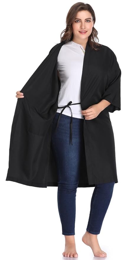 PERFEHAIR Salon Robes Smock for Clients, Hair Salon Client Gown Cape, Black