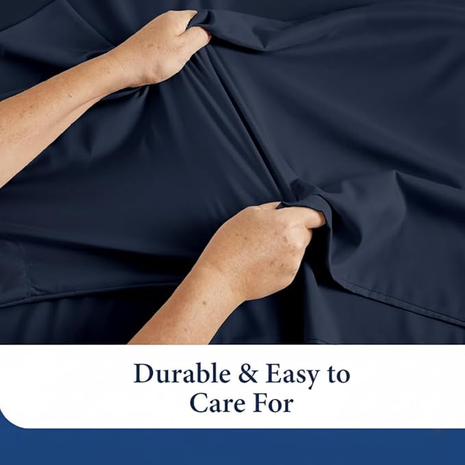 SKY BEDDINGS King Pillowcase Set of 2 - Soft Brushed Microfiber Pillow Cases with Envelope Clouser - Wrinkle-Free, Fade-Resistant Pillow Covers - 20 x 40 Inches, Navy Blue