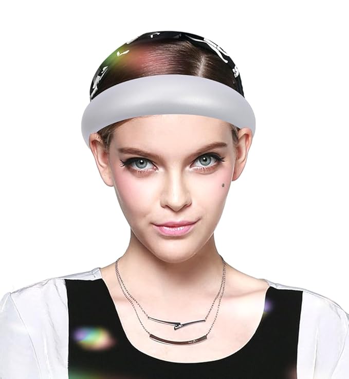 Sliver Wide Headband for Women Soft Leather Padded Headband Fashion Dressy Head Band High Elastic Comfortable Hairband Hair Accessories for Womens Hair