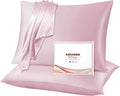 Adubor Silk Pillowcase 2 Pack for Hair and Skin with Hidden Zipper, Both Sides 23 Momme Silk Pillow Case (Pink, Standard: 20''x26'')