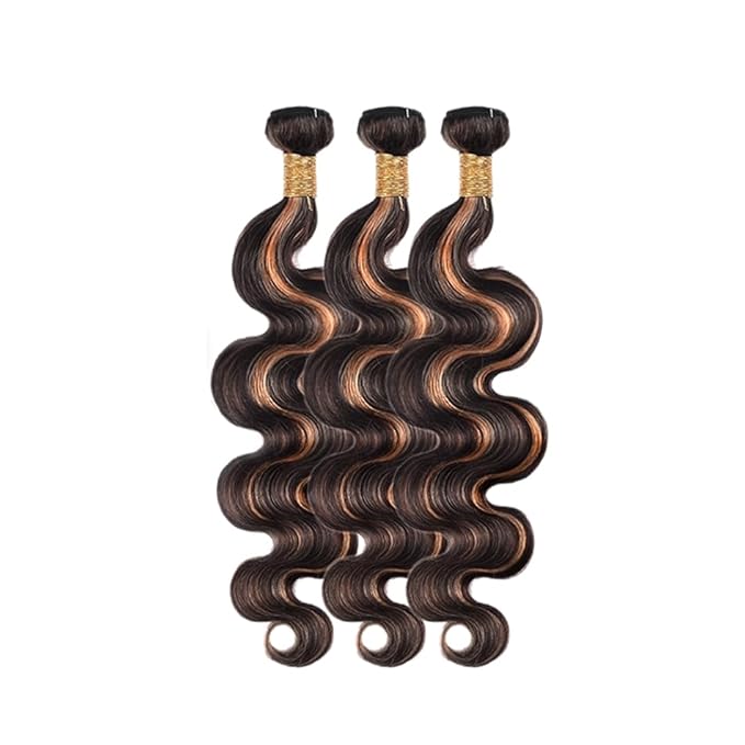 Light Brown Bundles Human Hair Highlight Body Wave Bundle Brazilian Virgin Remy Hair 3 Bundles 18 20 22 Inch Niegmeag 2 Tone Black and Light Brown Body Wave Bundle 300g