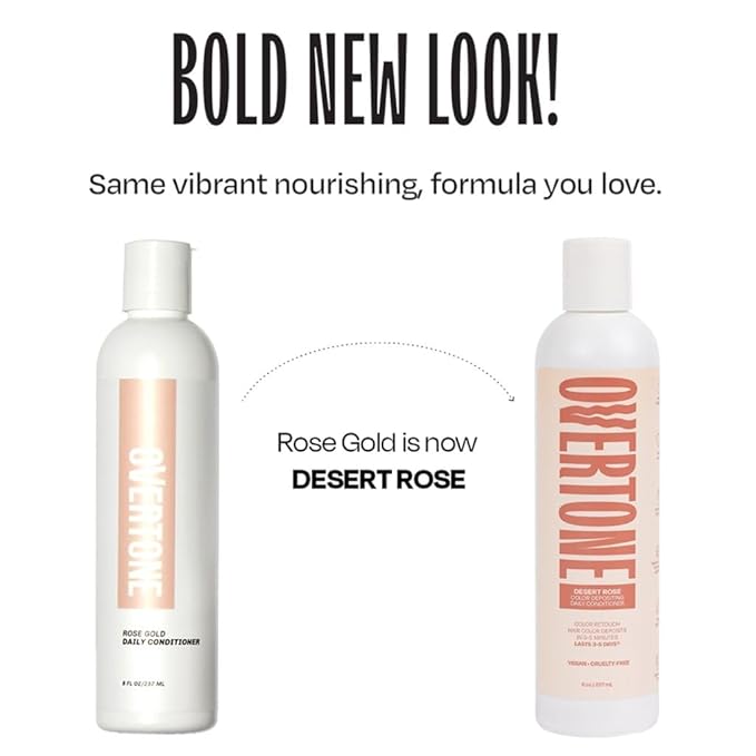 Overtone Daily Color Depositing Conditioner, Desert Rose, 8 oz, Hydrating, Damage-Free Temporary Hair Color for All Hair Types with Shea Butter & Coconut Oil, Vegan & Cruelty-Free.