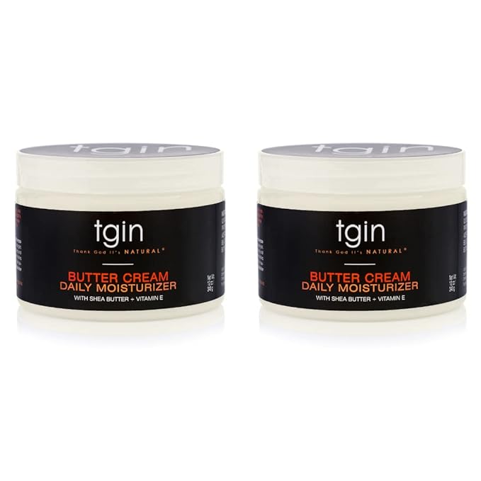 tgin Butter Cream Daily Moisturizer Duo For Natural, Dry, Curly Hair - Type 3c and 4c - Styler - 12 Oz - 2 PACK
