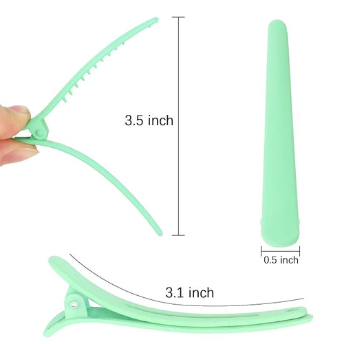 12 Pcs Light Green Hair Clips for Styling Sectioning, YISSION 3.1 Inch Matte Alligator Hair Clips Hair Barrettes No Crease Duck Billed Hair Clip, Hair Styling Accessories for Women Girls