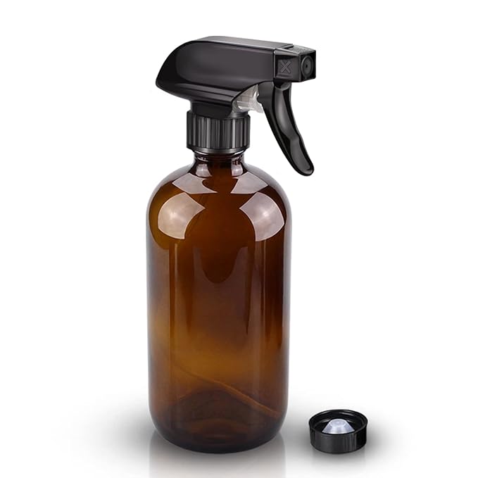 Wedama Amber Glass Spray Bottles, 16 oz Glass Spray Bottles for Cleaning Solutions and Essential Oils, Refillable Empty Spray Bottle with Adjustable Nozzles for Alcohol, Plant and Hair Care (1 Pack)