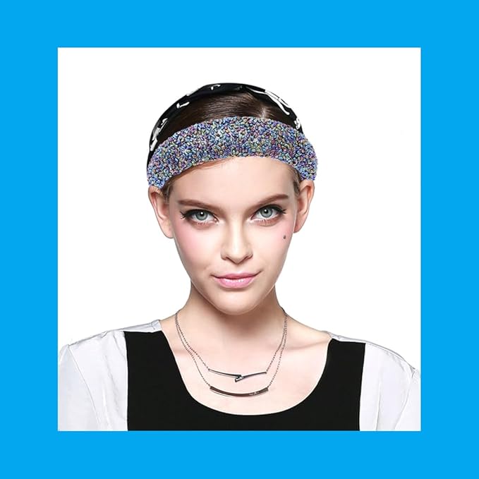 Fashion Wide Headband for Women Colorful Jeweled Glitter Headband Comfortable High Elastic Head Band Hairband Hair Hoop Hair Accessories for Womens