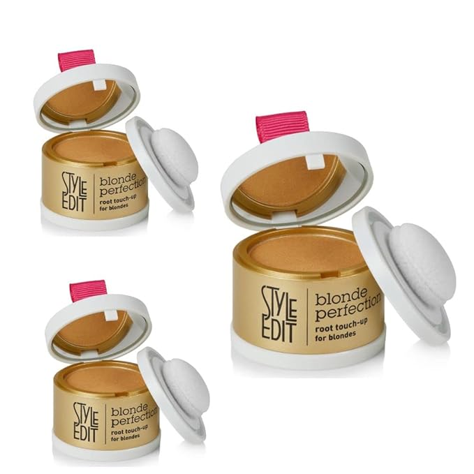 Style Edit Root Touch Up Powder, to Cover Up Dark Roots and Grays Between Salon Visits, Water Resistant, Non-Sticky, Compact And Mess-Free, Dark Blonde Hair Color (Pack of 3)