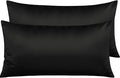 NTBAY Zippered Satin Pillow Cases for Hair and Skin, Luxury King Hidden Zipper Pillowcases Set of 2, 20x36 Inches, Black