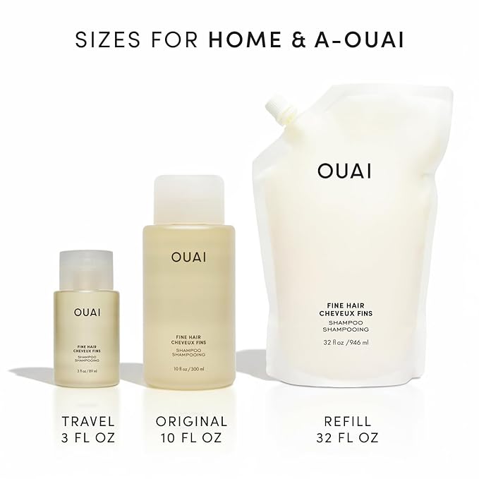 OUAI Fine Hair Shampoo Refill - Volumizing Shampoo for Fine Strands - Made with Biotin, Keratin & Chia Seed Oil - Strengthens, Nourishes & Thickens - Color-Safe & Sulfate Free Hair Care (32 Fl oz)