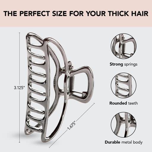 Kitsch Metal Hair Clips for Women - Durable & Elegant Metal Claw Clips, Perfect for Everyday Use & Special Occasions - Hematite | Ideal Gifts for Women, 1 Piece