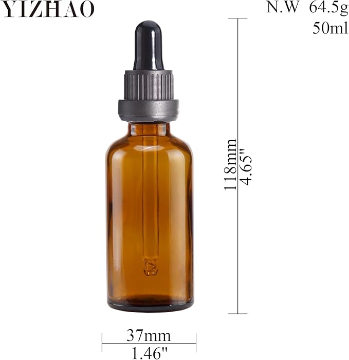 YIZHAO Amber Glass Dropper Bottle 2oz, Tincture Bottles with Glass Dropper, for Essential Oils, Aromatherapy, Cosmetic, Laboratory, Pharmacy, Liquids, Travel –6 Pcs