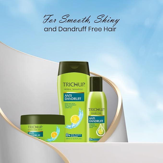 TRICHUP Anti-Dandruff Hair Oil with Tea Tree & Neem | Herbal Scalp Oil for Flaky, Itchy Scalp Relief | Ayurvedic Scalp Care | Deep Nourishment for hair care | Non-Greasy - 3.38 fl oz (Pack of 2)