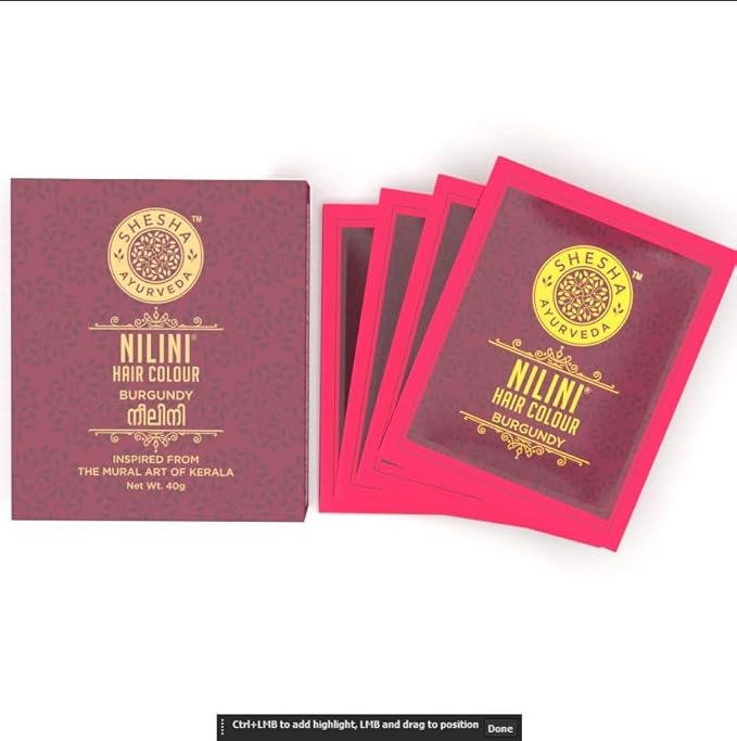 Ayurveda Nilini Hair Colour - Ayurvedic, No Ammonia, No Peroxide, No Perborates, No Bleach, Natural Burgundy Colour (40g)