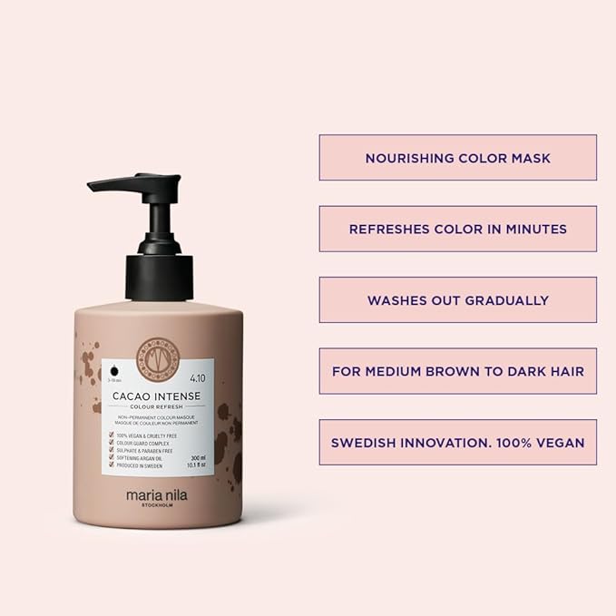 Maria Nila Color Refresh Cacao Intense, 10.1 Fl Oz / 300 ml, Brown Color Bomb, Semi-Permanent Pigments, 100% Vegan & Sulfate/Paraben free