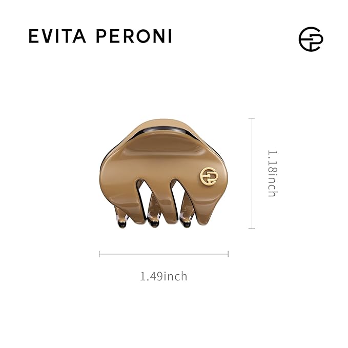 EVITA PERONI Small Hair Clips 2 Pcs Set, Mini Hair Clip for Hair, Little Tiny Claw Clips for Women Girls Half Updo (Caramel Brown, Elegant Black)