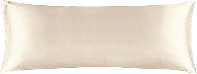 BEDELITE Satin Body Pillow Cover, Super Soft and Cooling Body Pillow Pillowcase for Hair and Skin, Breathable Silky Full Long Pillowcase Cover(20"x54", Beige)
