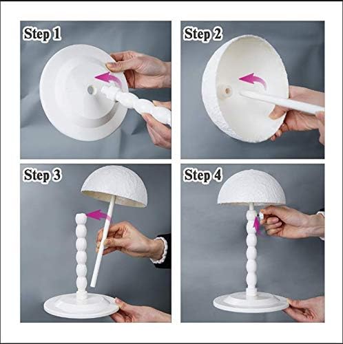 Youngther Wig Stand Adjustable Height Hat Display Portable Folding Wig Head Holders Plastic Wig Stand for Styling Wig Hair Drying Display (White)