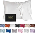Mulberry Silk Pillowcase for Hair and Skin,Standard Size Cooling Silk Pillow Case with Hidden Zipper,Allergen Proof Dual Sides Soft Breathable Smooth Silk Pillow Cover for Women(Standard,White)