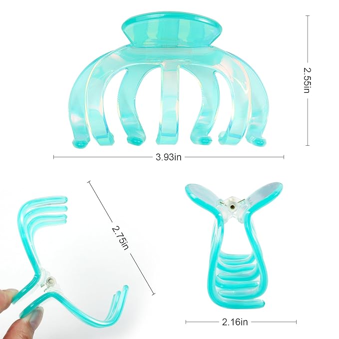 Extra Large Hair Clips for Women - Cute Octopus Claw Clips for Thick Hair, Unbreakable Jumbo Hair Claw Clamps Accessories - 3 PCS (Colorful)