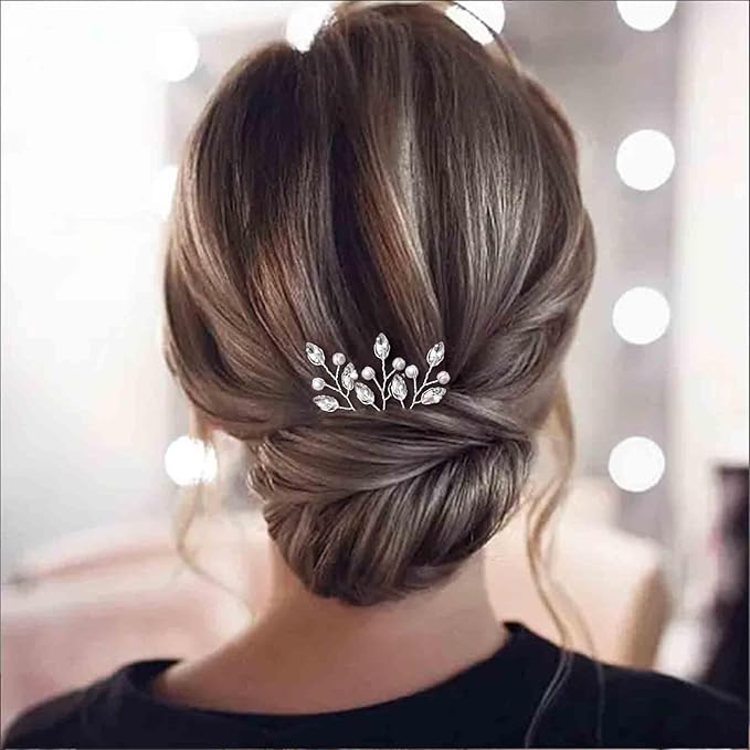 3 Pieces Pearl Crystal Bridal Hairpins Silver rhinestone wedding hairpins headpiece Tiny Pearl Hair Pins Decorative Prom Accessory for Women Wedding Hairstyles