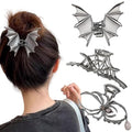 Halloween 3PCS Spider Net Bat Hair Claw Clips Hair Styling Accessories for Women Girls, Gothic Black Metal with Pearl Spooky Large Medium Size Catch Clips for thick Hair Holiday Gifts(Black Gun)