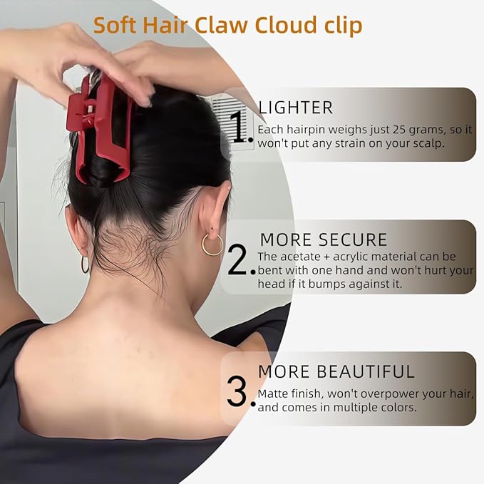 Soft Silicone Hair Clips: 9 Pcs Flexible Bendable Claw Clips For Women/Girl，matte hair clips for thick/thin