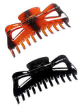 Large Hair Claw Clips for Long Thick Hair Women 5 Inches Big Plastic Claw Clamps 2pcs In Set Hair Accessories Clips (Butterfly-Black+Amber)