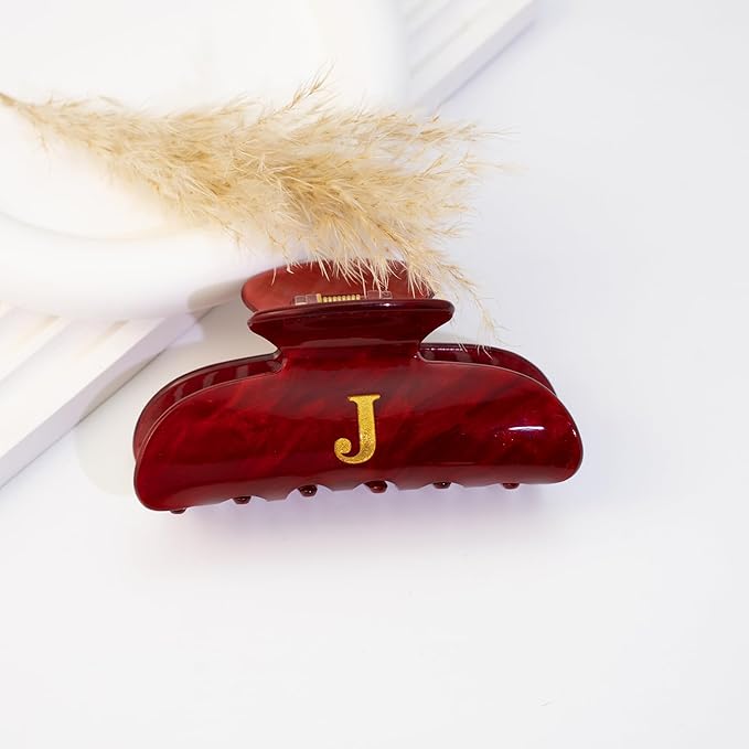 Teen Girl Gifts Trendy Stuff - Red Initial Cute Hair Clips, Letter Hair Claw Clips, Glitter Claw Clips Durable Hair Clips, Birthday Gifts for Teens Daughter Sister Christmas Gifts
