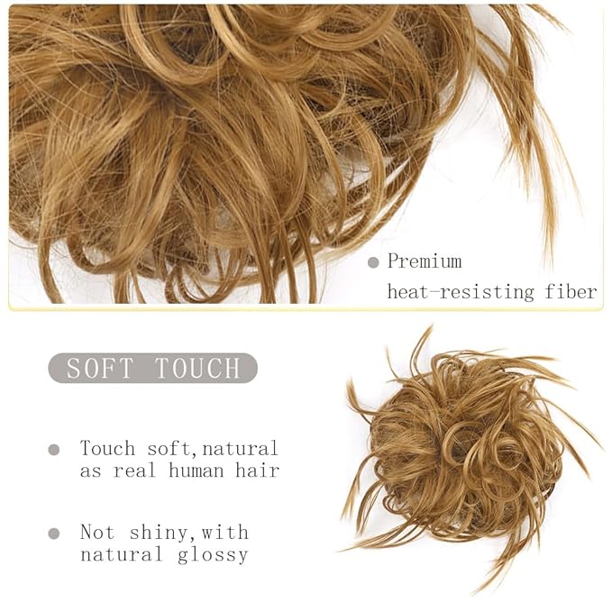 HMD Tousled Updo Messy Bun Hair Piece Hair Extension Ponytail With Elastic Rubber Band Updo Bun Synthetic Hairpieces for Women
