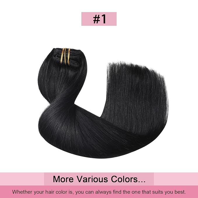 Pro2.0 Clip in Hair Extensions Real Human Hair 20inch 7pcs Color #1 Jet Black Remy Real Human Hair Extensions Clip ins 120g Thick Seamless Double Weft for Women（#1-20inch）