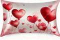 Silk Pillowcase for Hair and Skin Red Love Heart Satin Pillowcase Standard Size with Zipper Silky Soft Cooling Satin Pillowcase Sleeping for Women 20"x26"