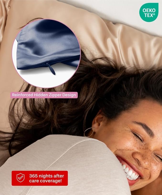 SUNDAYSILKS™ 100% Mulberry Silk Pillowcase, Silk Pillow Cases for Hair & Skin, Superior to Satin Pillowcase, with Zipper, Standard, Queen, King Sizes, Anti-Wrinkle, Cooling, Non-Slip Silk Pillowcases