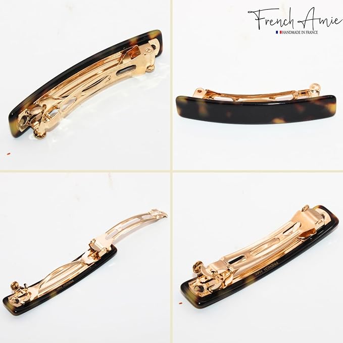 French Amie Small 2 1/4 inch Celluloid Handmade Hair Barrette No Slip Grip Durable Styling Women Hair Accessories Hair Clip for Girls, Made in France(Tokyo)
