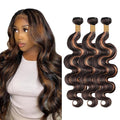 Light Brown Bundles Human Hair Highlight Body Wave Bundle Brazilian Virgin Remy Hair 3 Bundles 20 22 24 Inch Niegmeag 2 Tone Black and Light Brown Body Wave Bundle 300g