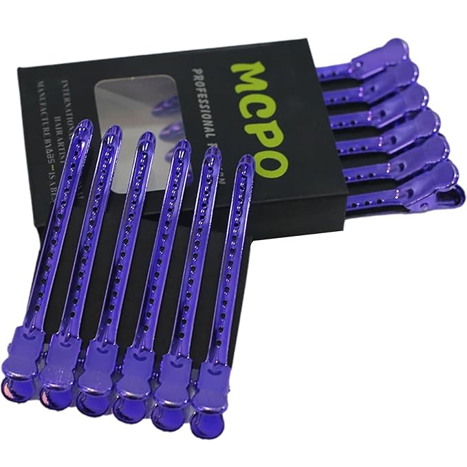 12 Pcs Metal Duckbill Hair Clips for Hair Sectioning Alligator Hair Clips for Styling Dividing Duck Bill Clips with Anti-Slip Holes Salon Barber Styling Tools
