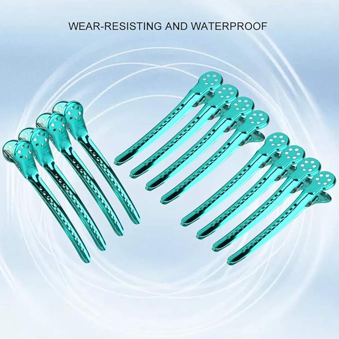 Hair Styling Clips, ANGGREK 12pcs/Box Hair Styling Clips Hairdressing Salon Sectioning Hairpins Duck Billed Hair Cutting Clips for Thick and Thin Hair Salon Styling 6 Colors(green)