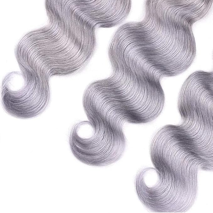 30 32 34 Inch Ombre Bundles Human Hair Grey Body Wave Bundle Brazilian Virgin Remy Hair Extensions Double Weft 2 Tone Black and Silver Body Wave Bundle Hair Weave 300g