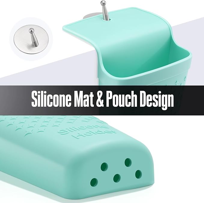 Heat Resistant Silicone Hair Iron Mat and Pouch,Portable Travel Hair Straightener Mat and Holder for Hair Styling Tools.1 Pack.(Mint Green)